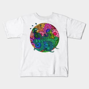 Peacock the Greeny Blue Blossom Kids T-Shirt